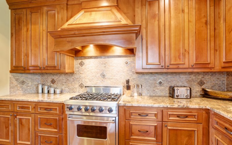 Kitchen with silver stove top