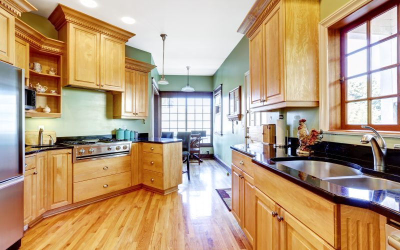 view of a kitchen with wood floors